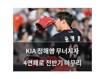 KIA 정해영 무너지자 4연패로 전반기 마무리