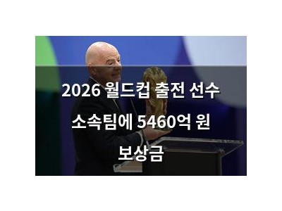 2026 월드컵 출전 선수 소속팀에 5460억 원 보상금