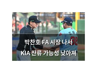 박찬호 FA 시장 나서 KIA 잔류 가능성 낮아져
